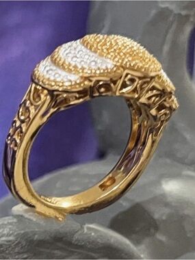 Vermeil Gold and Silver Textured Women's Ring